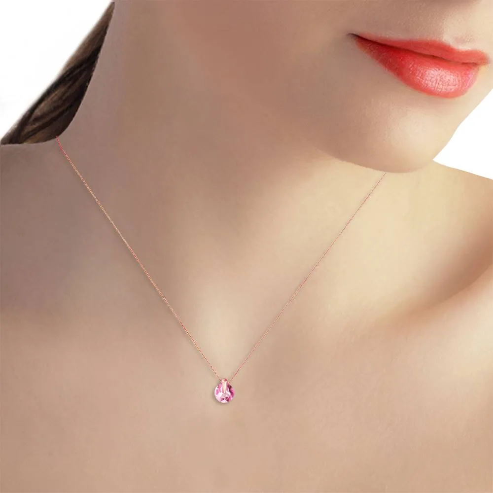 1 Carat 14K Solid Rose Gold Sundisk Pink Topaz Necklace