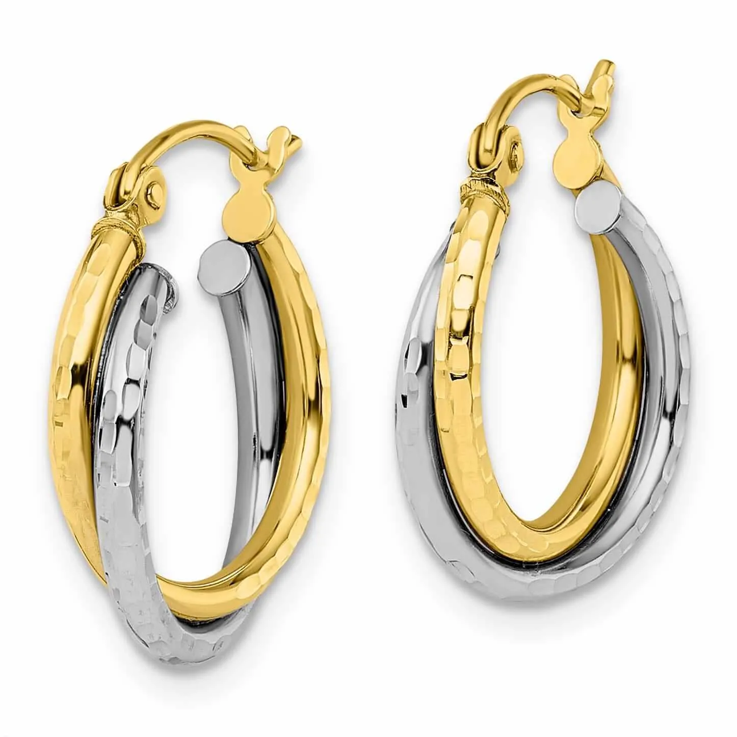 10kt Two Tone Gold D.C Hinged Hoop Earrings