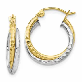 10kt Two Tone Gold D.C Hinged Hoop Earrings