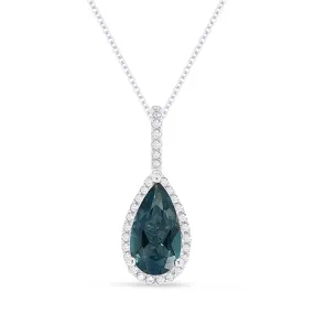 1.15ct London Blue Topaz 16"Pendant Necklace in 14K White Gold