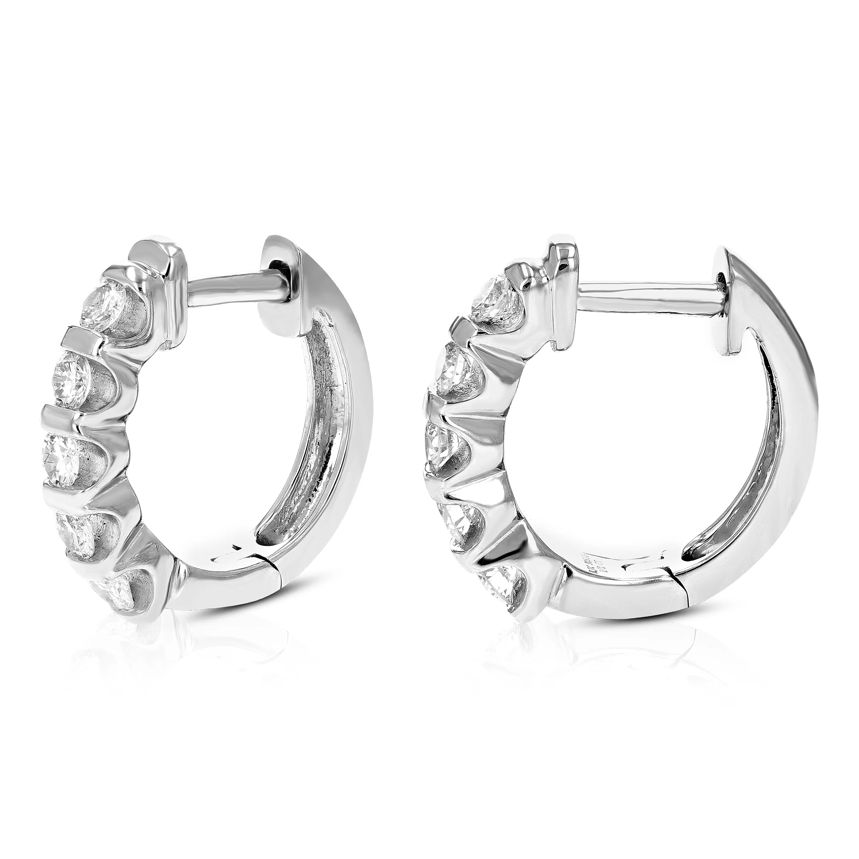 1/2 cttw Round Lab Grown Diamond Hoop Earrings .925 Sterling Silver Channel Set 2/3 Inch