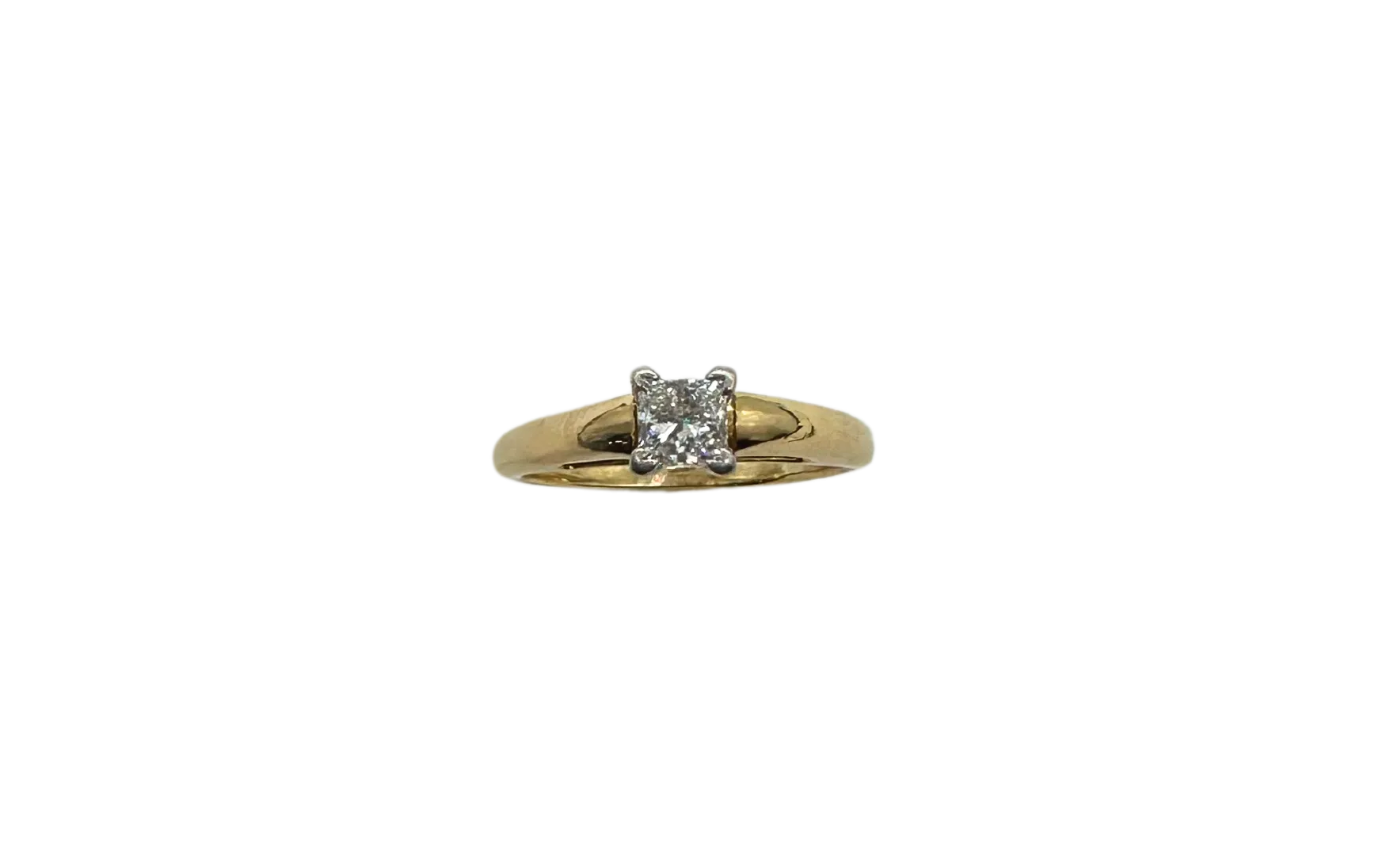 1/3 CT Princess Cut Diamond Solitaire Ring in 14k Yellow Gold