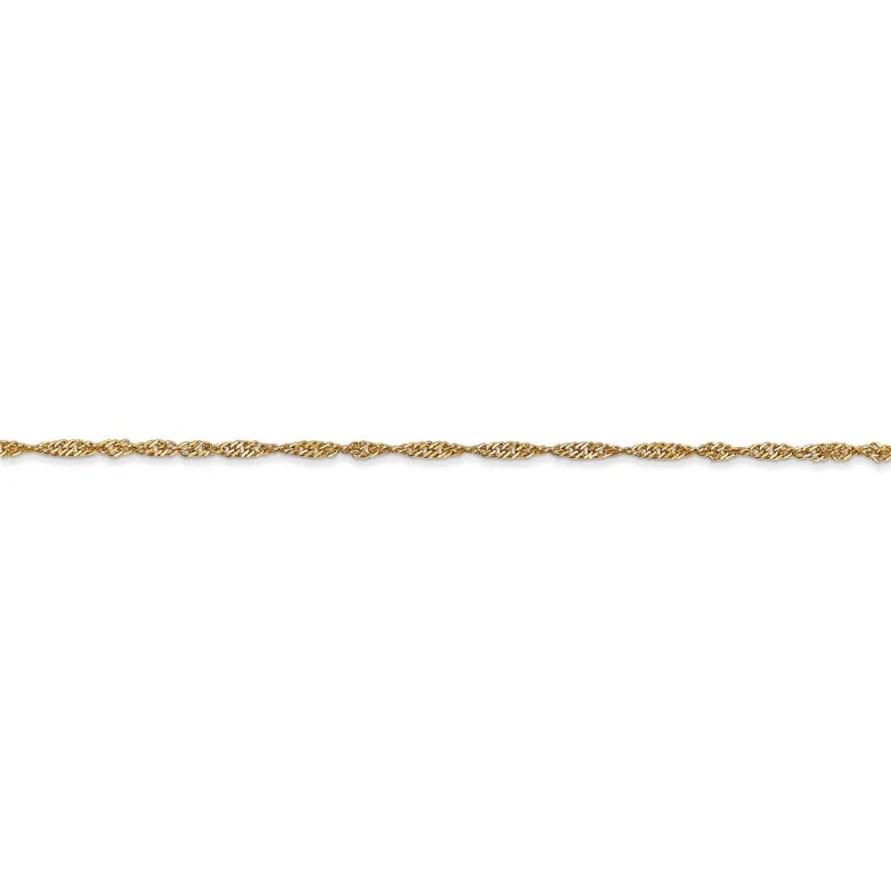 14k 1.4mm Singapore Chain Anklet
