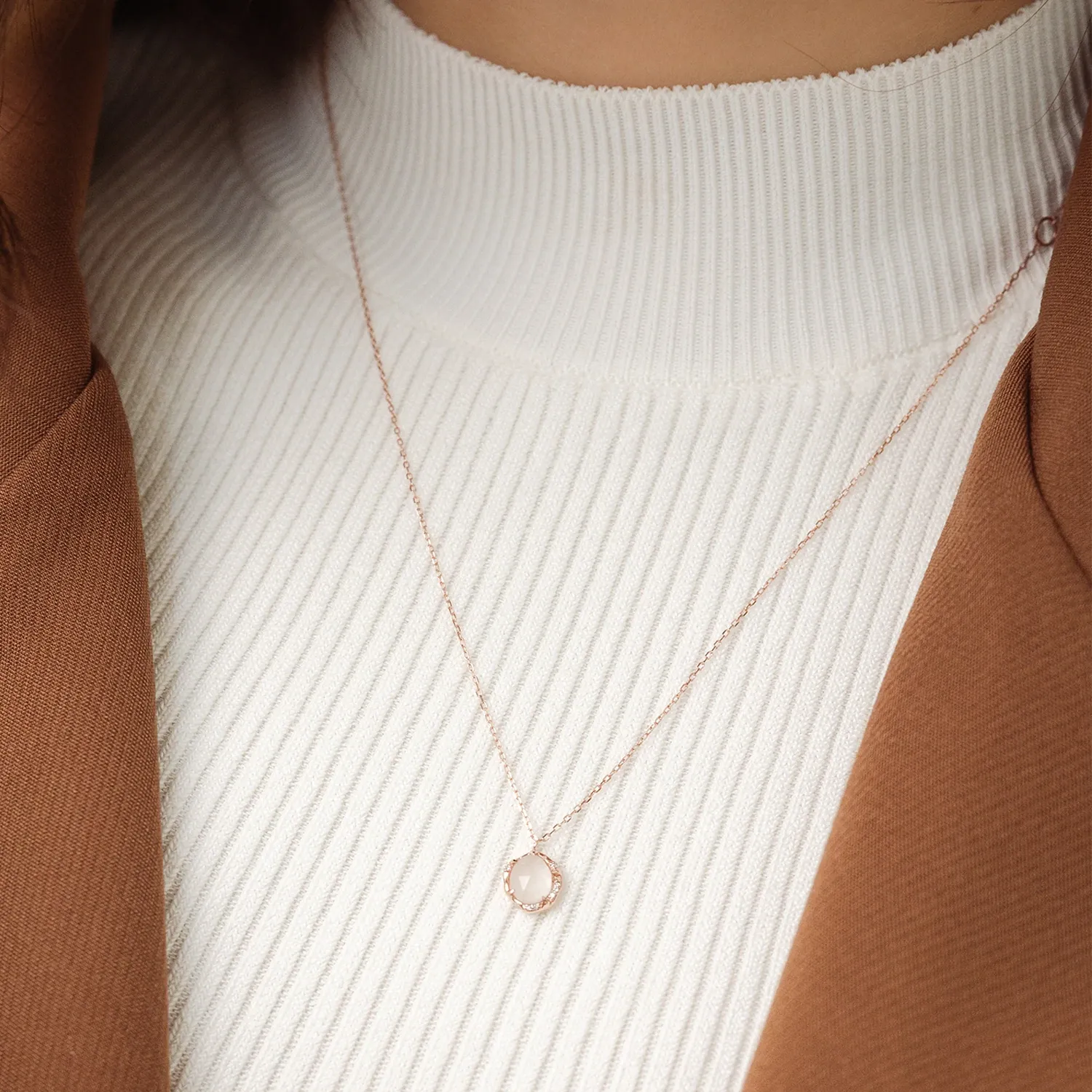 14k Rose Gold Madeline Moonstone Necklace