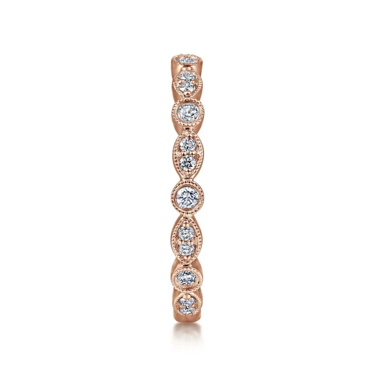 14K Rose Gold Marquise and Round Station Diamond Ring - LR5701K45JJ