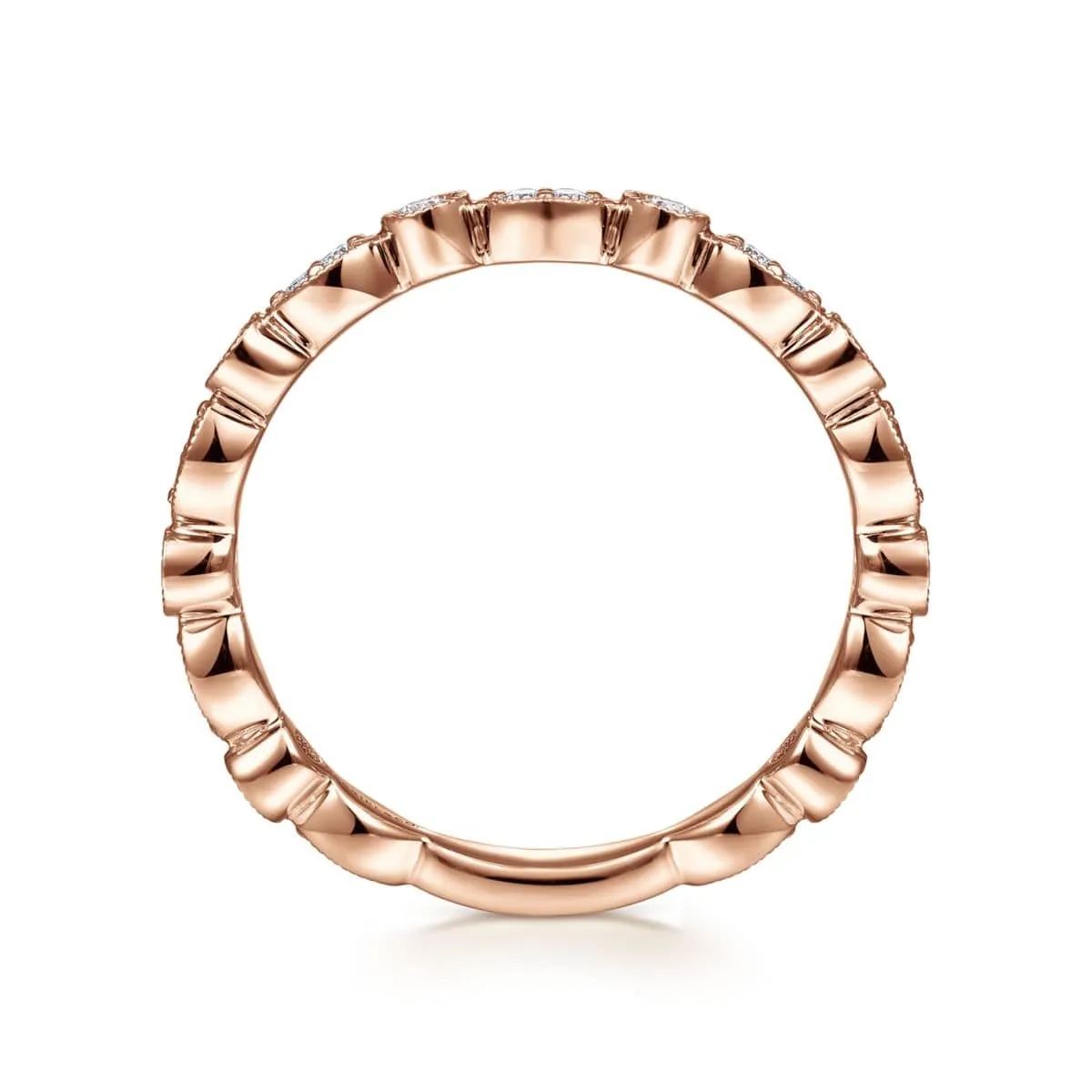 14K Rose Gold Marquise and Round Station Diamond Ring - LR5701K45JJ