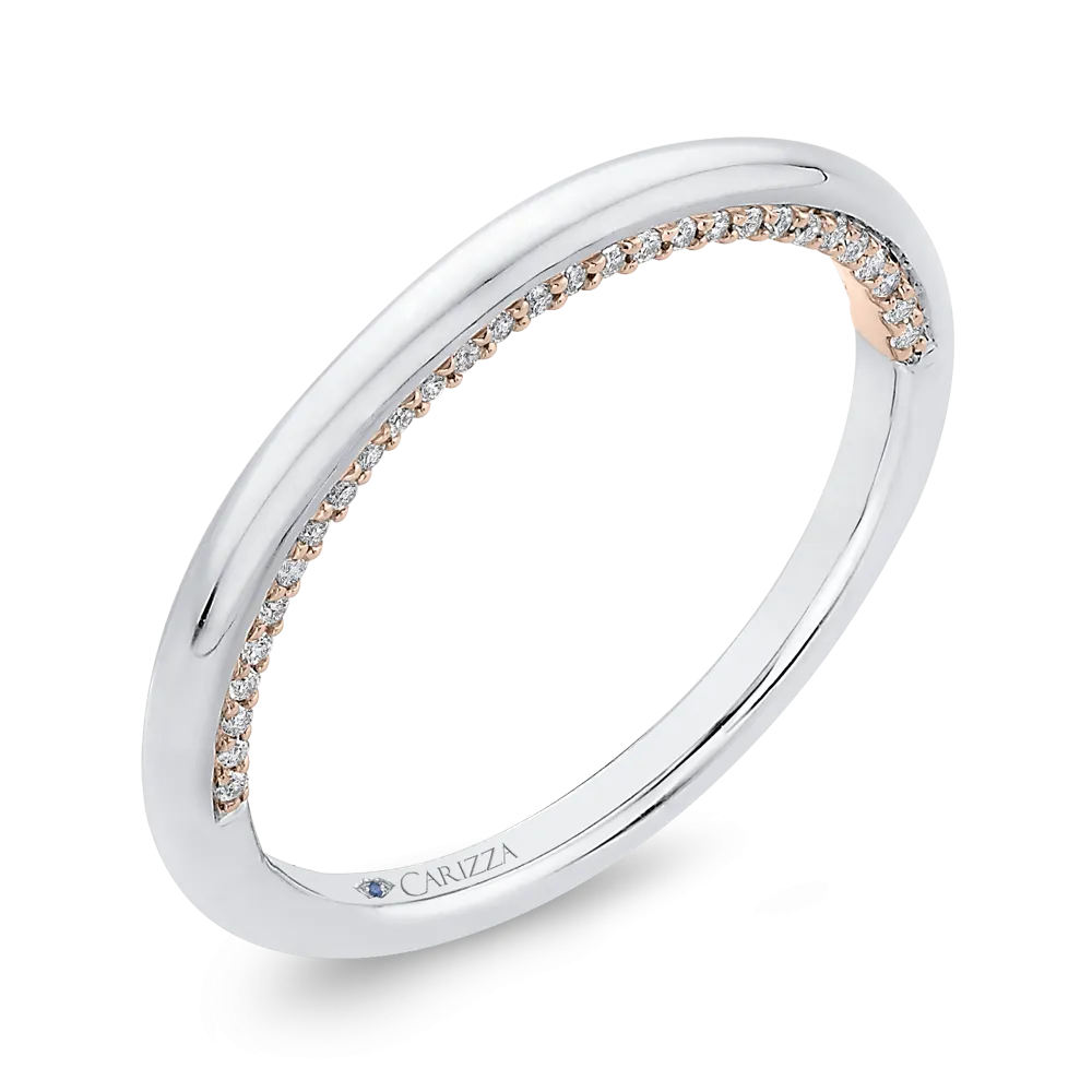 14K Two Tone Gold Half Eternity Round Diamond Wedding Band