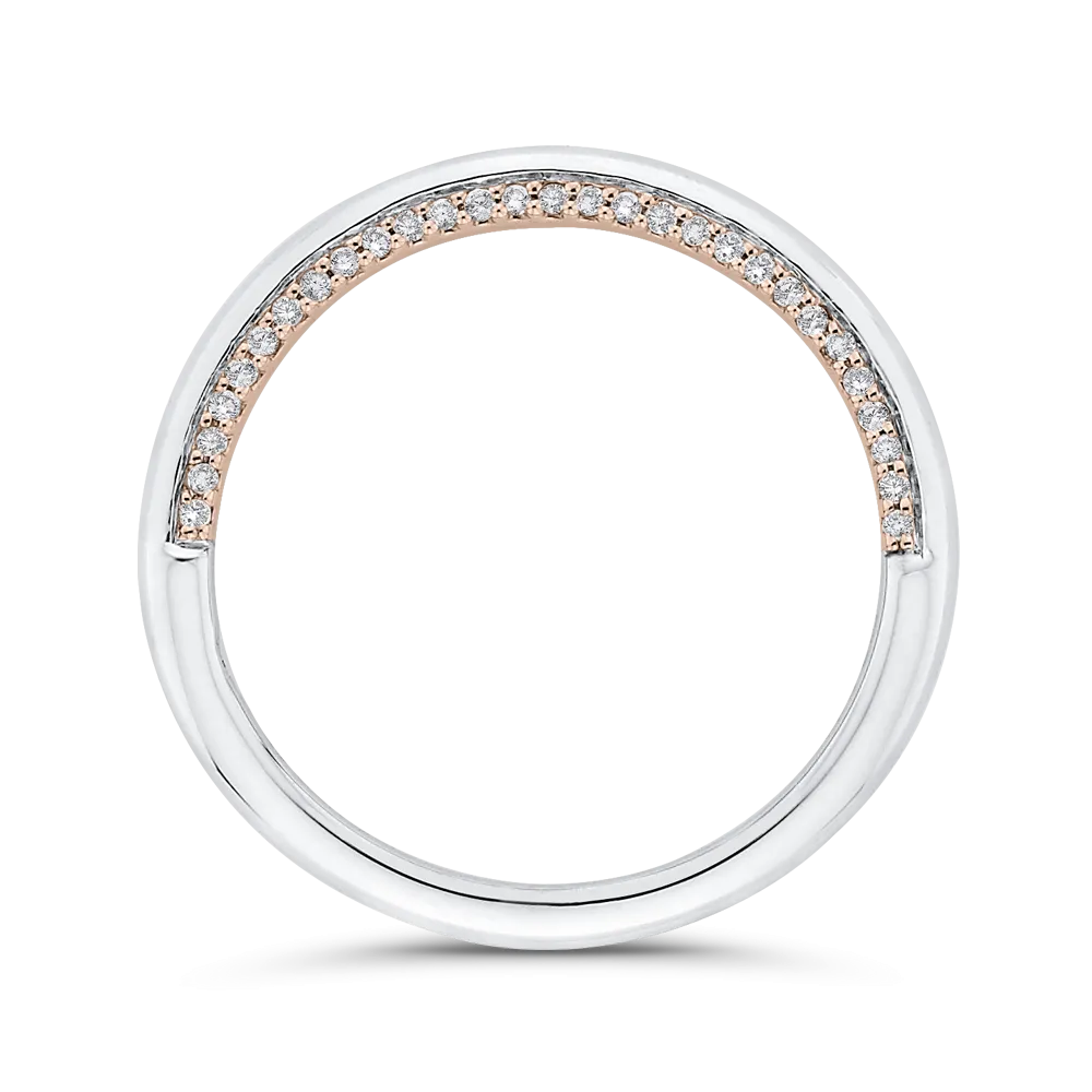 14K Two Tone Gold Half Eternity Round Diamond Wedding Band