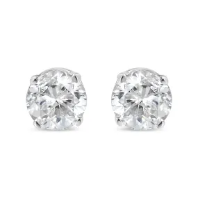 14K White Gold 1/4 Cttw Round Brilliant-Cut Diamond Classic 4-Prong Stud Earrings (L-M Color, I1-I2 Clarity)