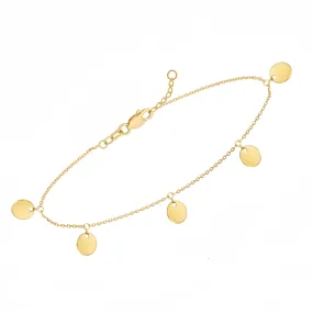 14K Yellow Gold Dangle Mini Disc Anklet