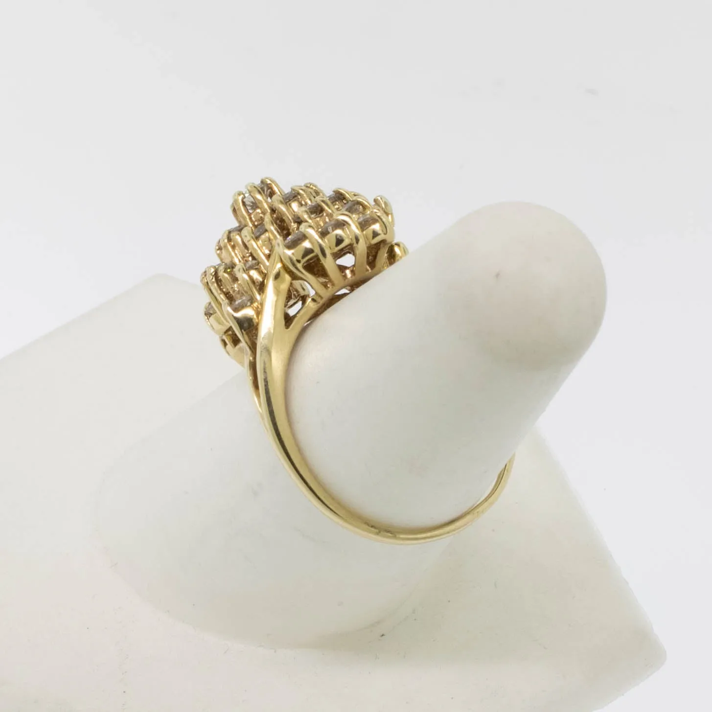 14K Yellow Gold Diamond Cluster Ring 1 CT TW (Size 7-3/8) (Estate Jewelry)