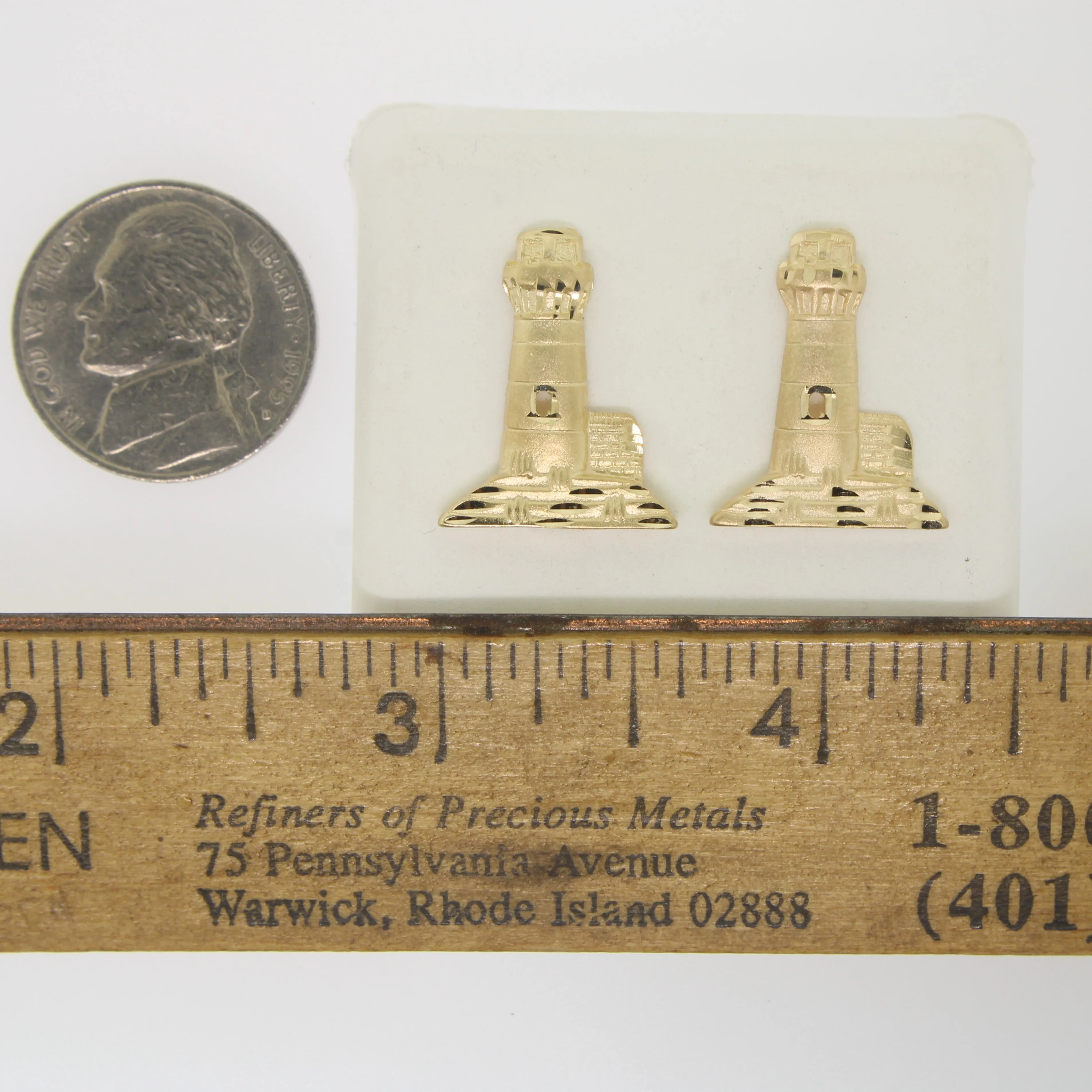 14k Yellow Gold Diamond-Cut Lighthouse Earrings from our Estate Collection