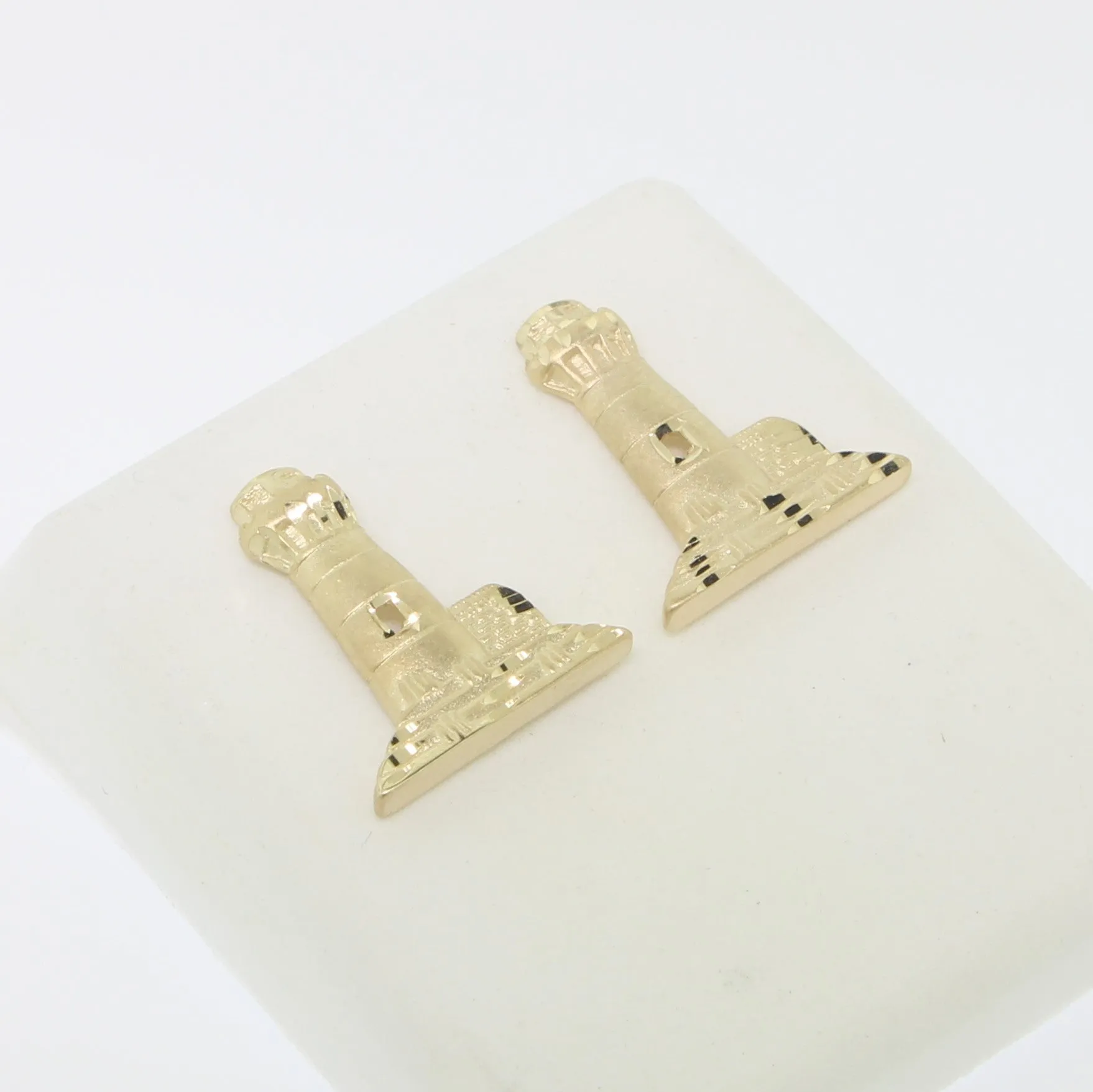 14k Yellow Gold Diamond-Cut Lighthouse Earrings from our Estate Collection