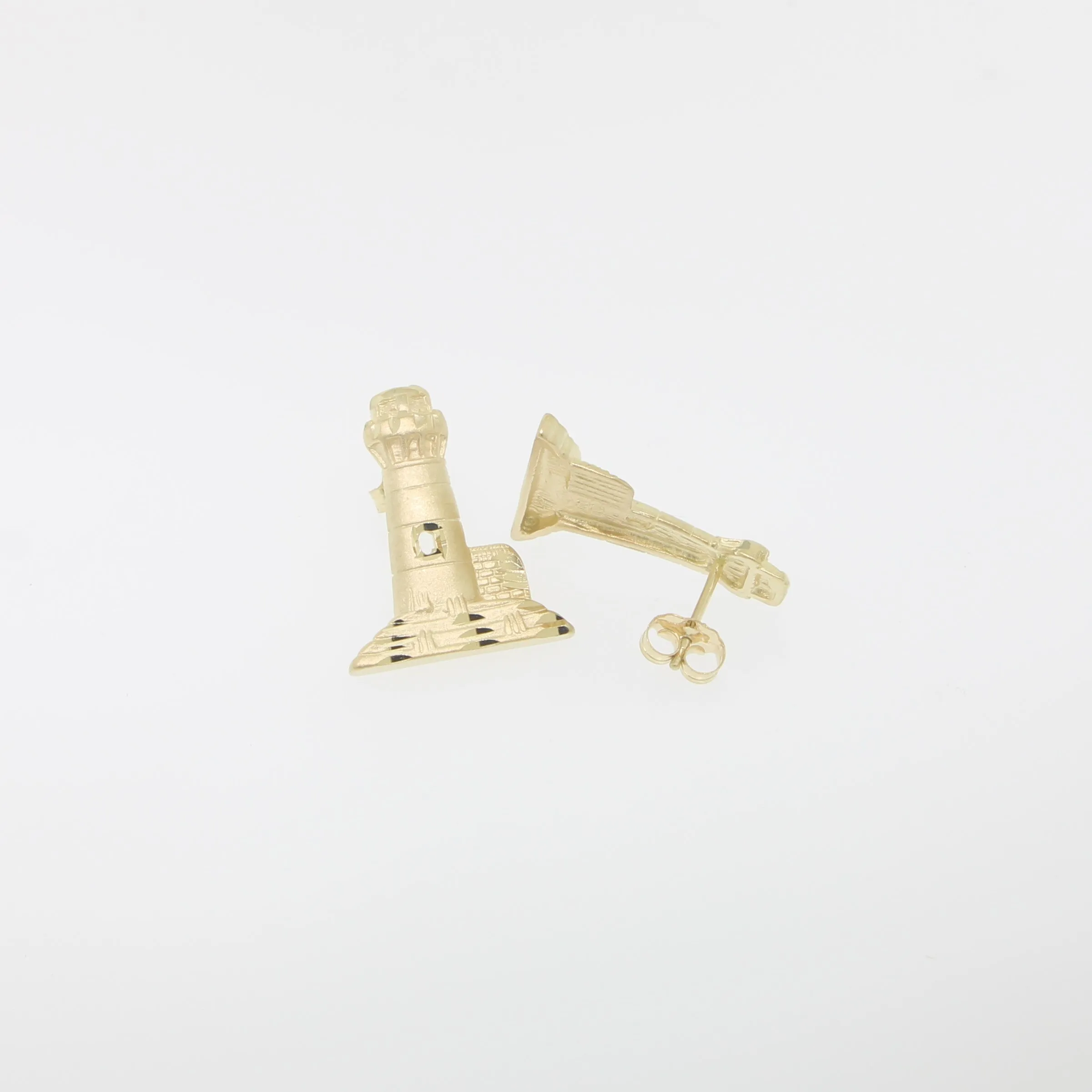 14k Yellow Gold Diamond-Cut Lighthouse Earrings from our Estate Collection