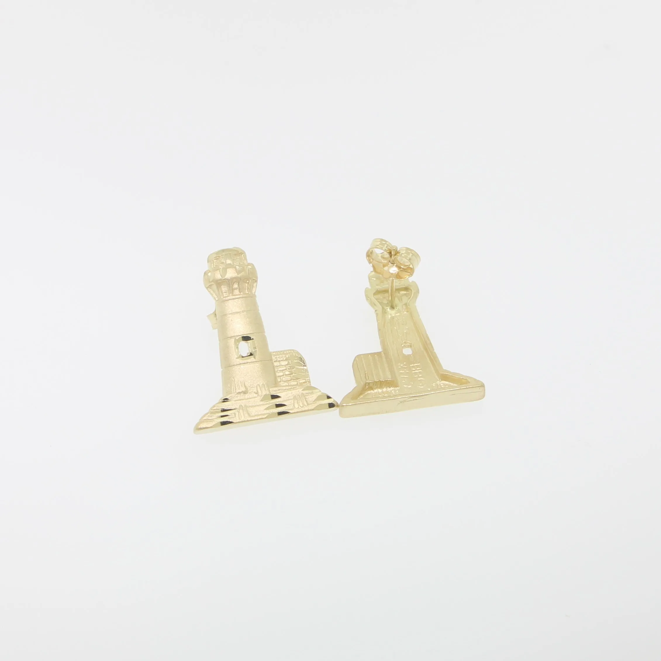 14k Yellow Gold Diamond-Cut Lighthouse Earrings from our Estate Collection