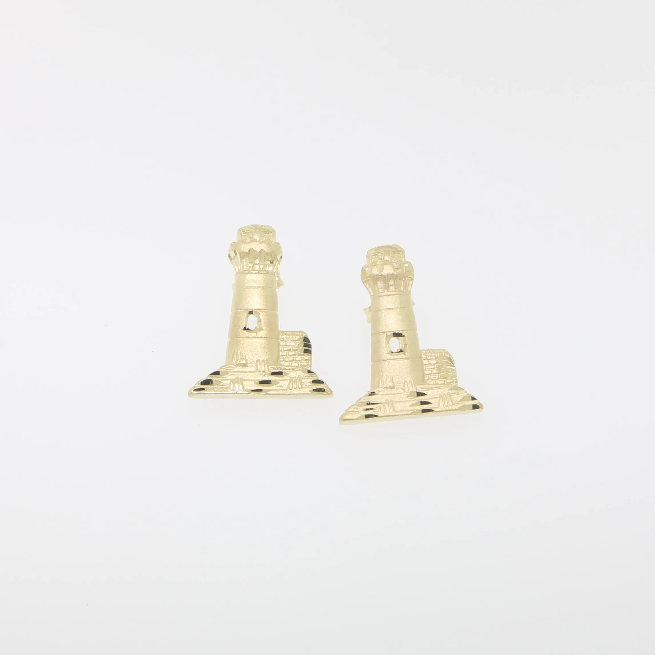 14k Yellow Gold Diamond-Cut Lighthouse Earrings from our Estate Collection