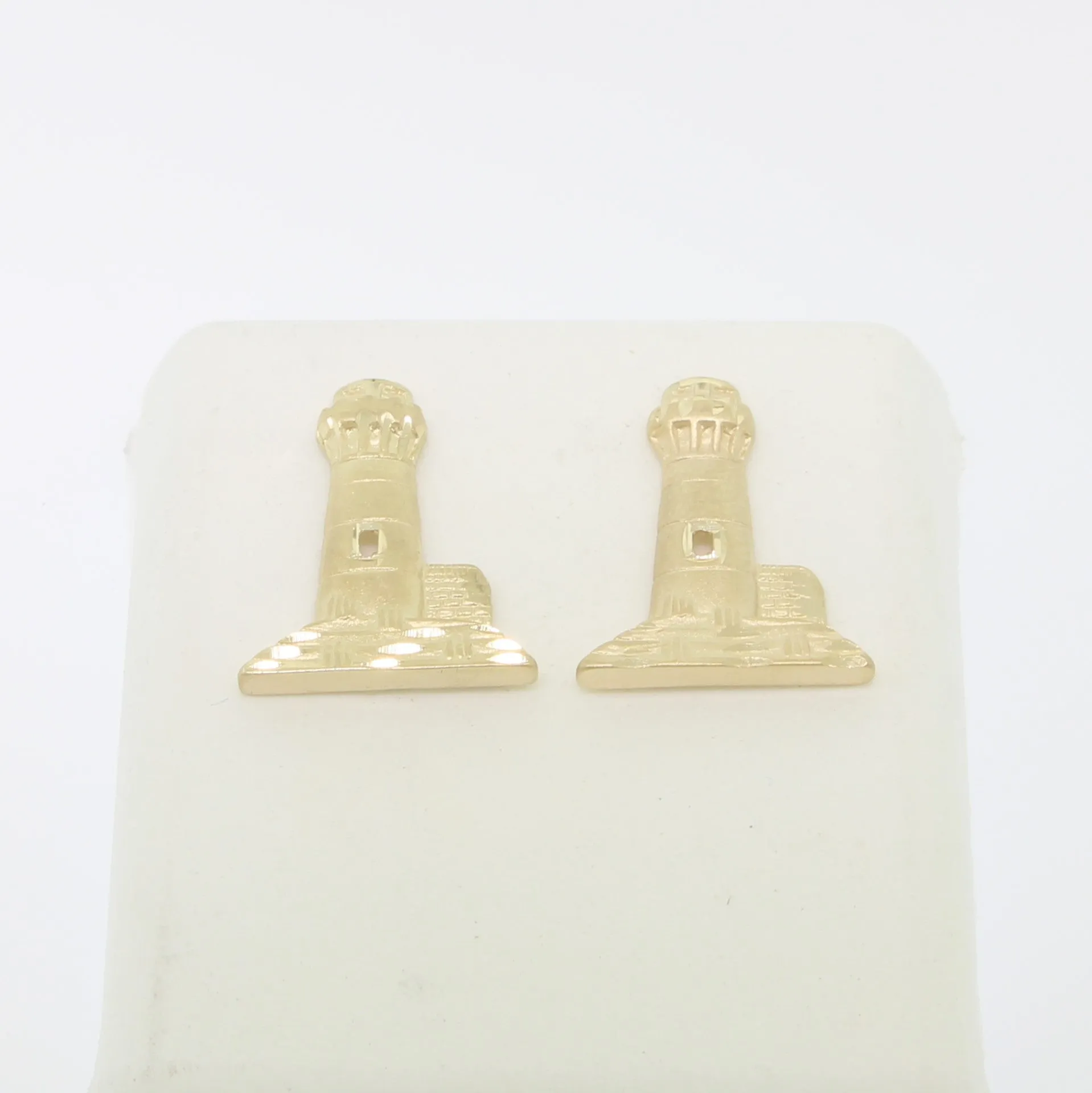 14k Yellow Gold Diamond-Cut Lighthouse Earrings from our Estate Collection