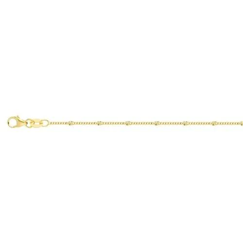 14K Yellow Gold Diamond Cut Stations on Curb Chain Adjustable Anklet