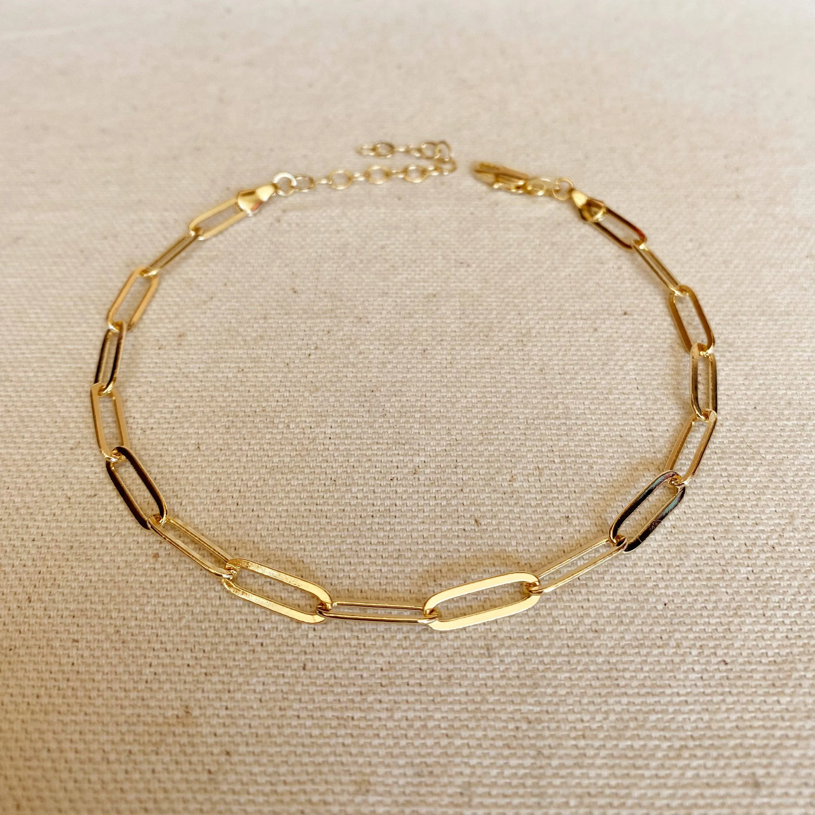 18k Gold Filled Classic Paperclip Chain Anklet