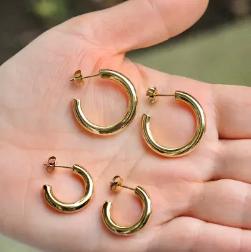 18K Gold-Filled Thick Open Hoops