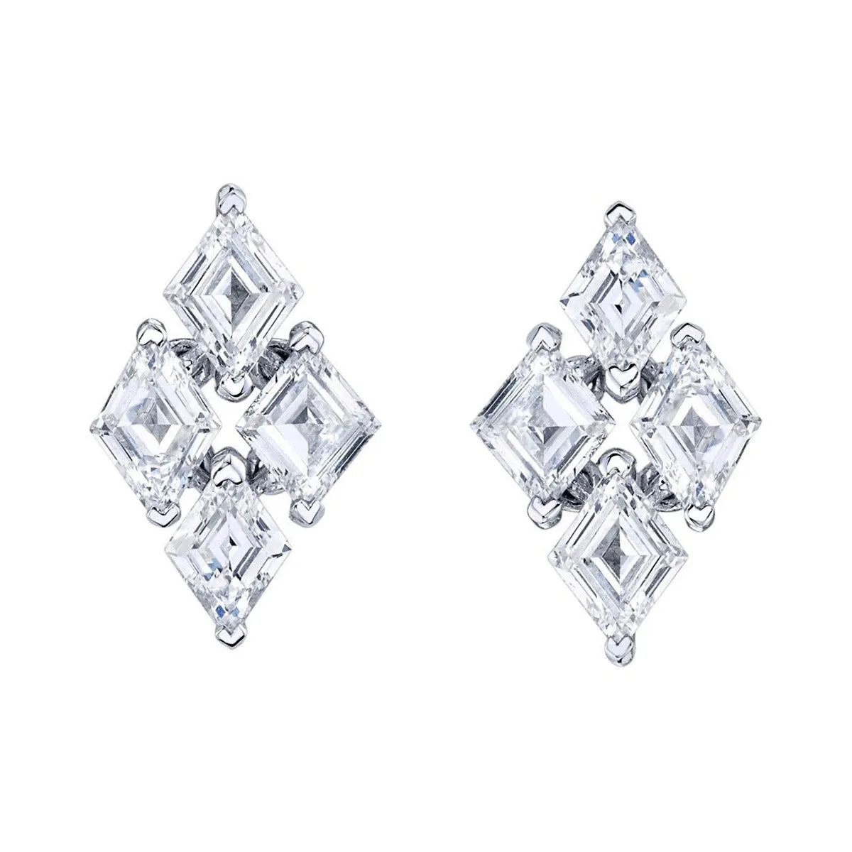 18K White Gold Diamond Kite Earrings