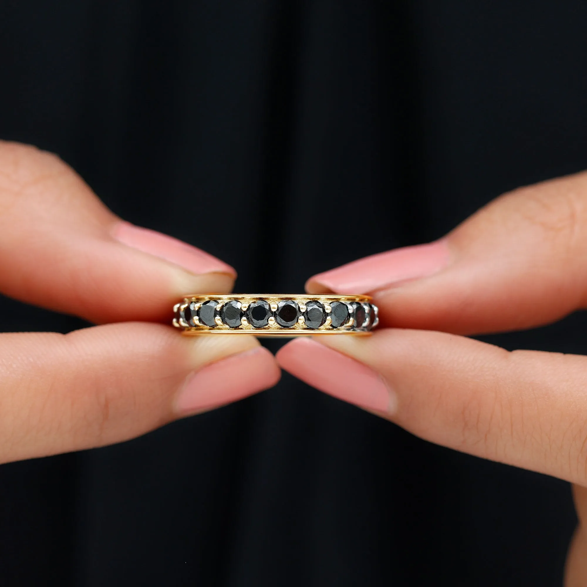 2.25 CT Black Spinel Eternity Band Ring
