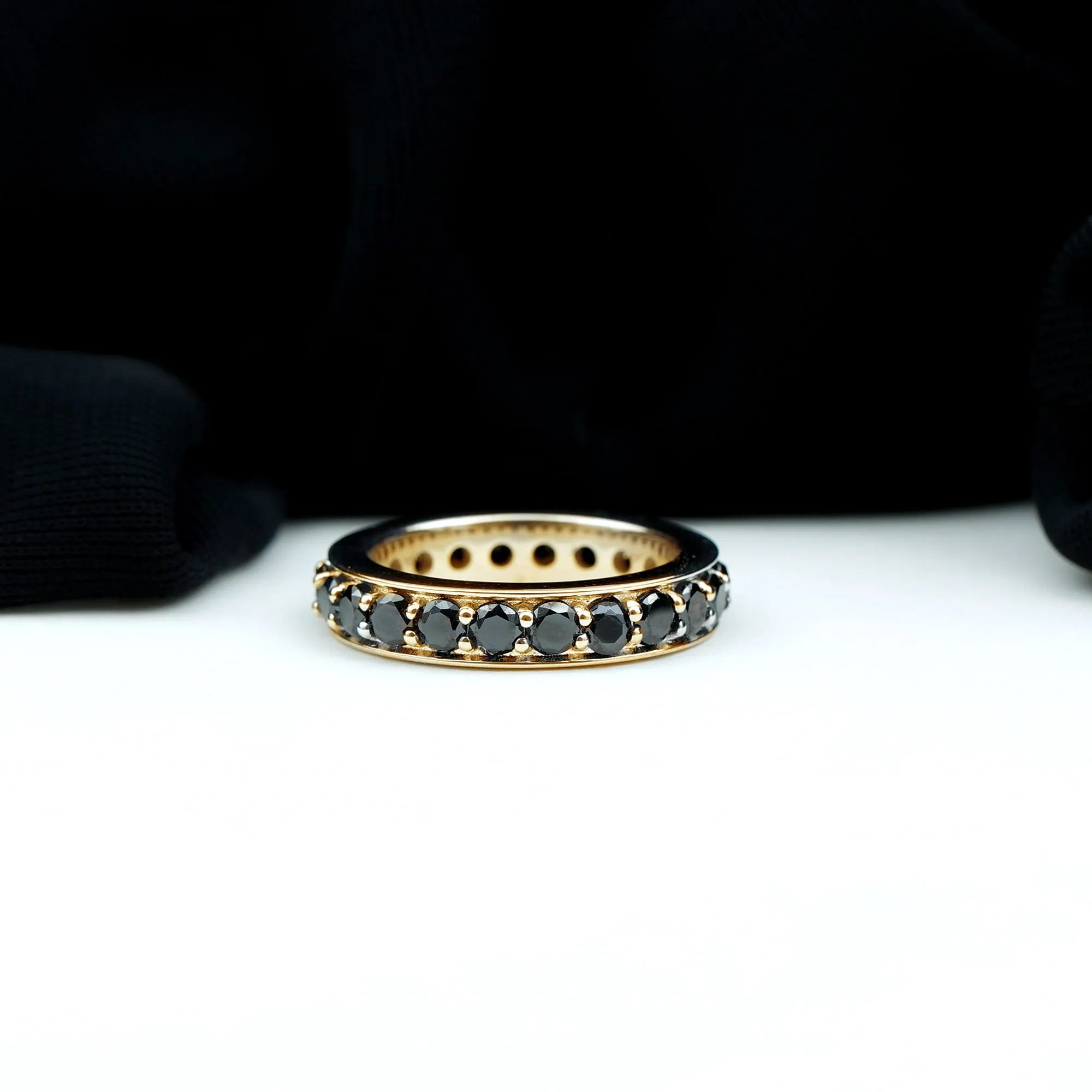 2.25 CT Black Spinel Eternity Band Ring