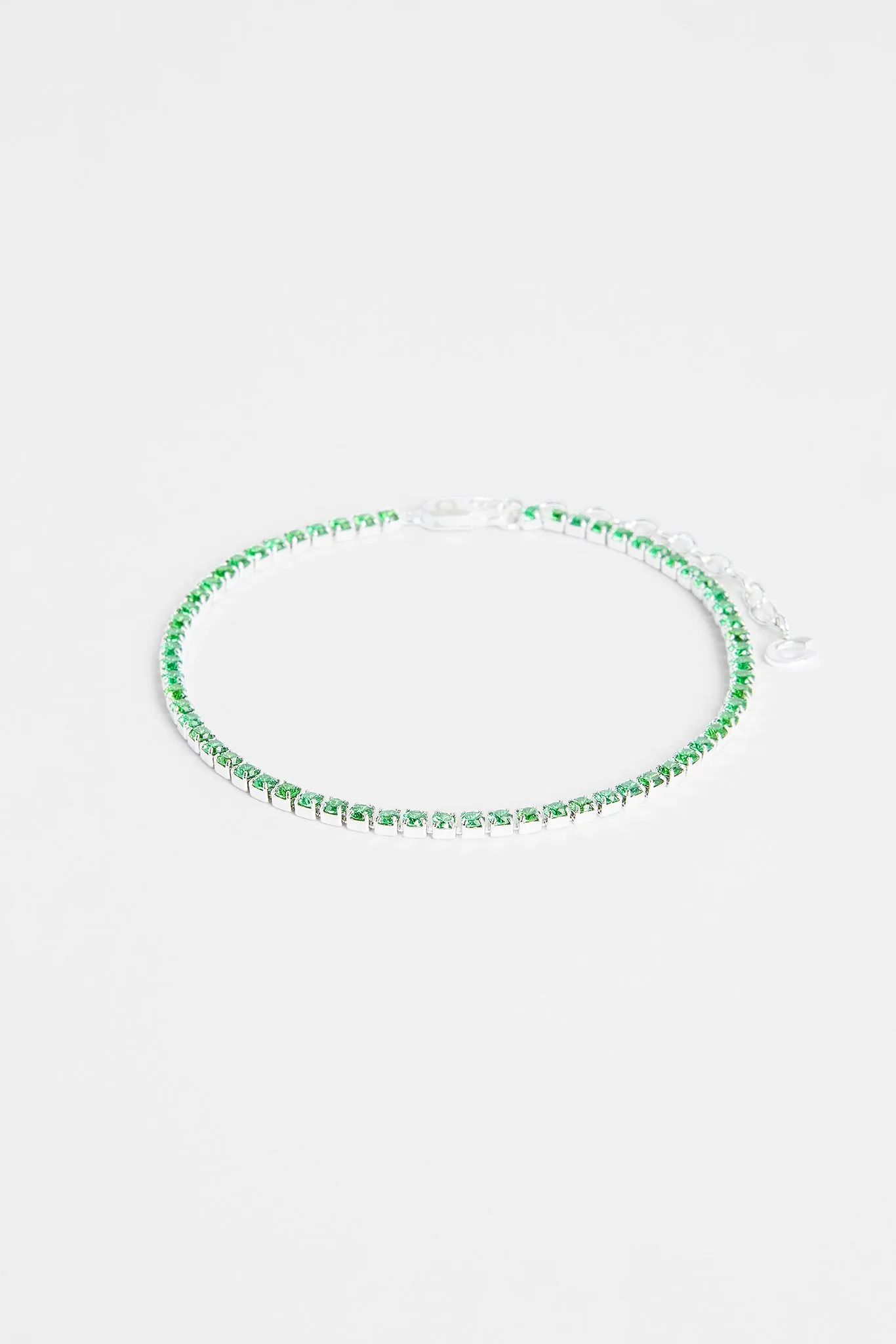 2.5mm Iced Green CZ Micro Tennis Anklet