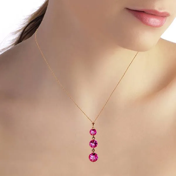 3.6 Carat 14K Solid Rose Gold Necklace Natural Pink Topaz