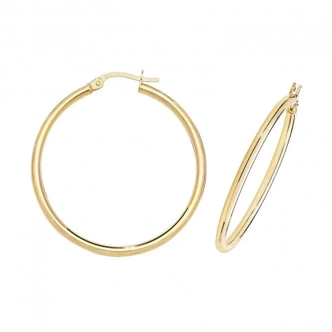 9ct Yellow Gold 30mm Hoop Earrings ER500