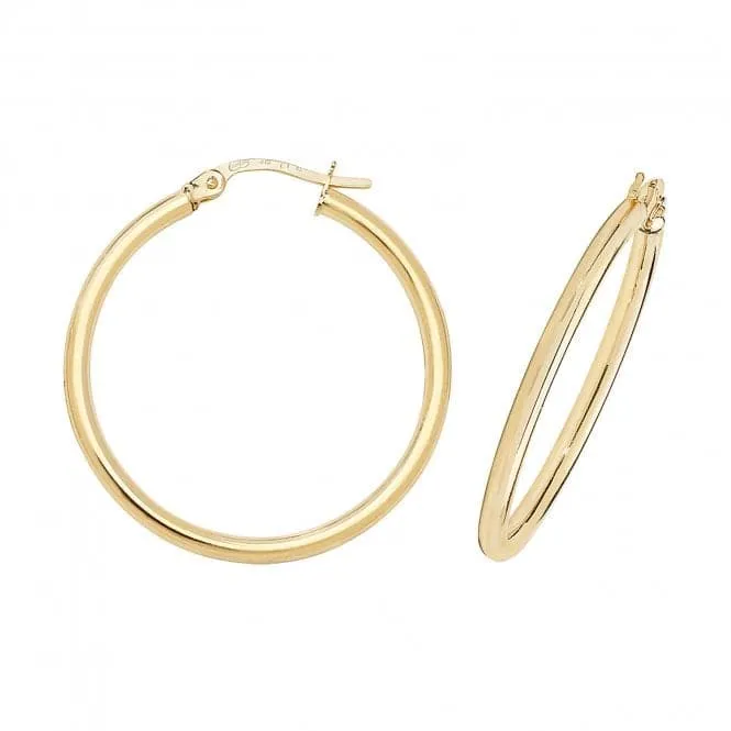 9ct Yellow Gold 30mm Hoop Earrings ER500