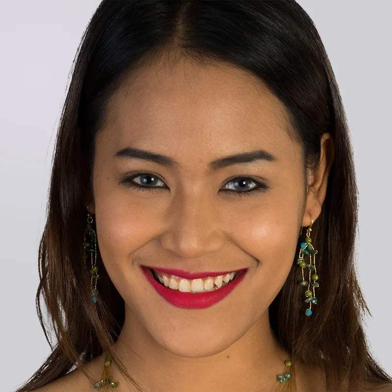 Akha Floating Earrings in Turquoise