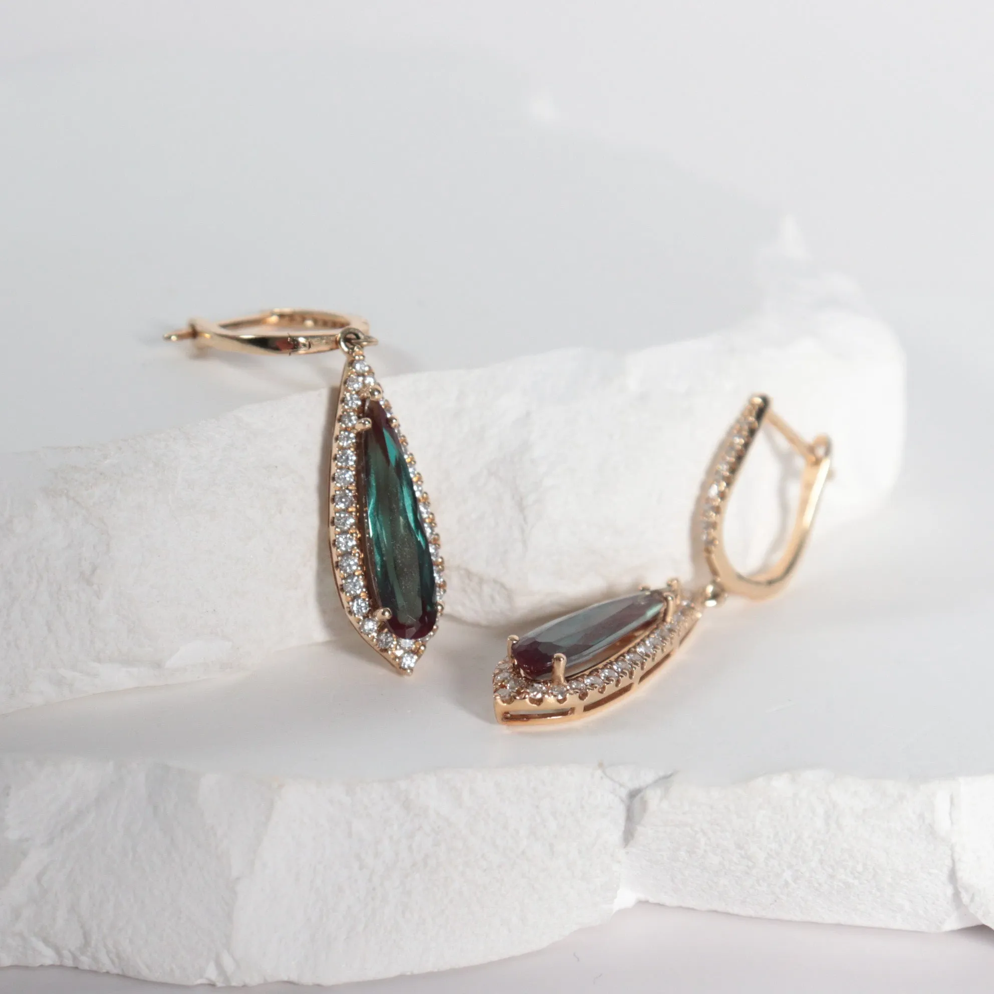 Alexandrite   Diamond Drop Earrings