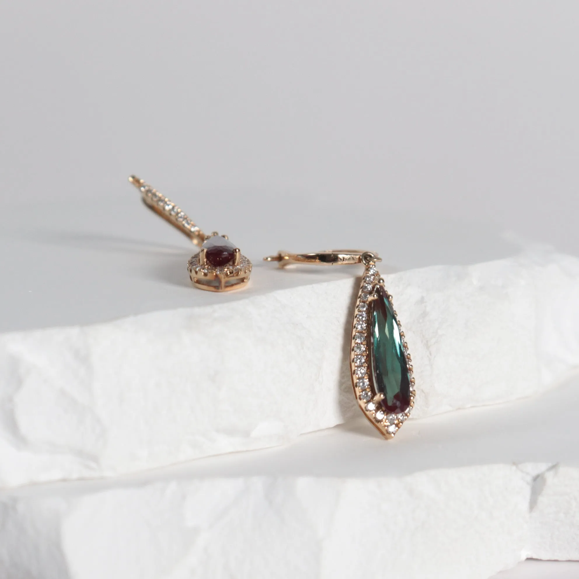 Alexandrite   Diamond Drop Earrings