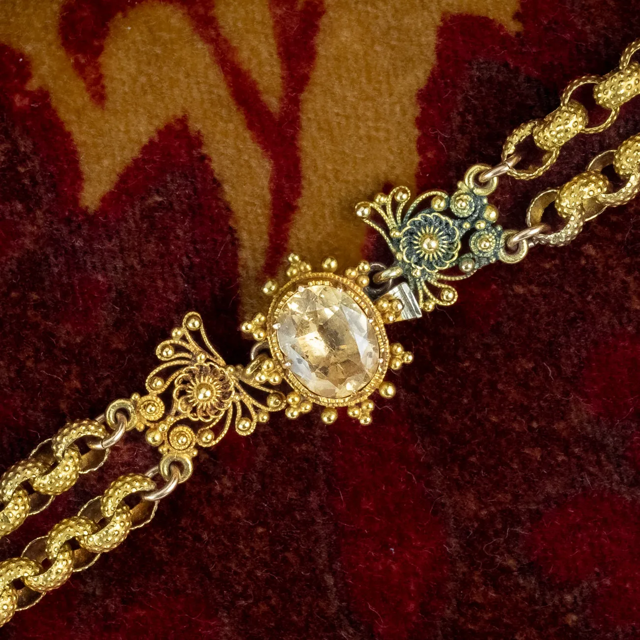Antique Georgian Yellow Topaz Necklace 18ct Gold