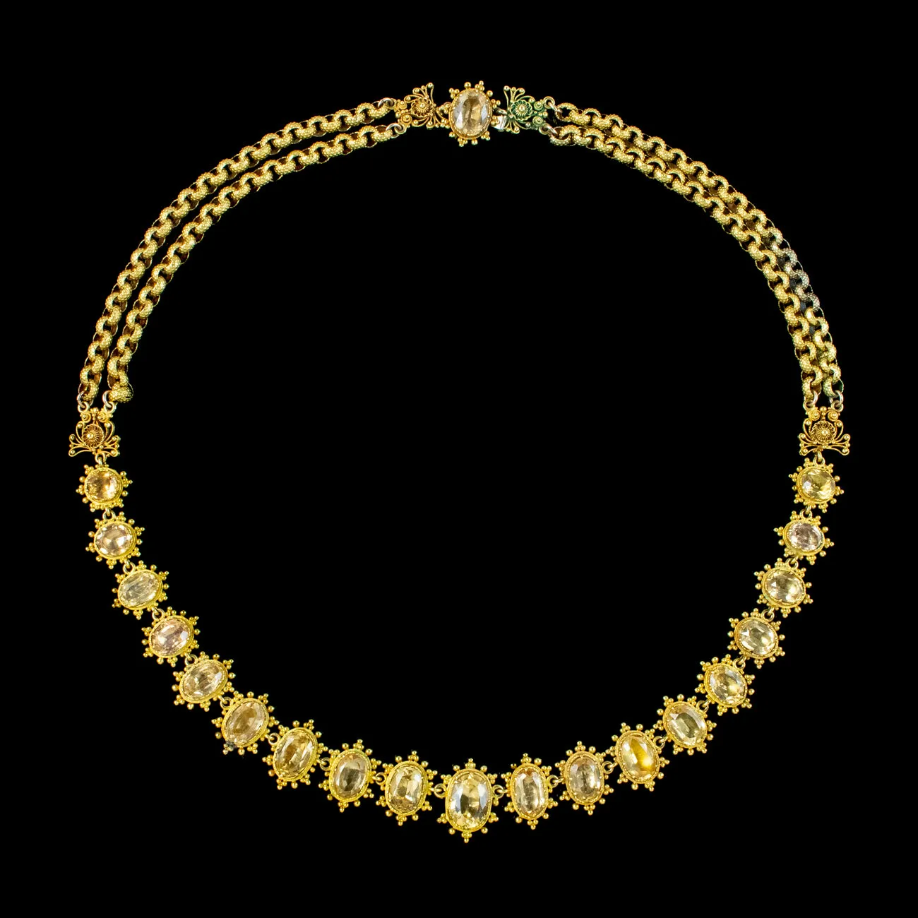 Antique Georgian Yellow Topaz Necklace 18ct Gold