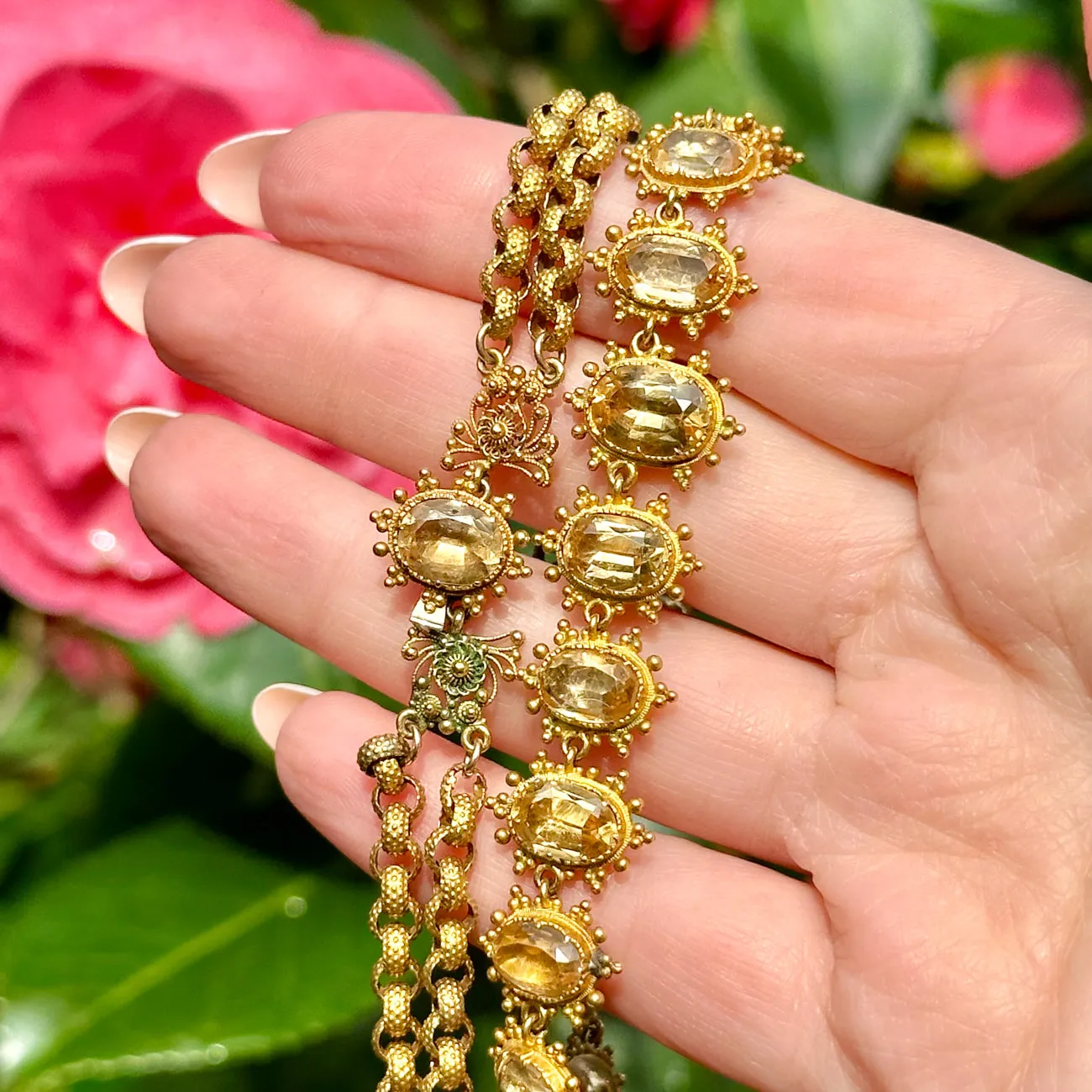 Antique Georgian Yellow Topaz Necklace 18ct Gold