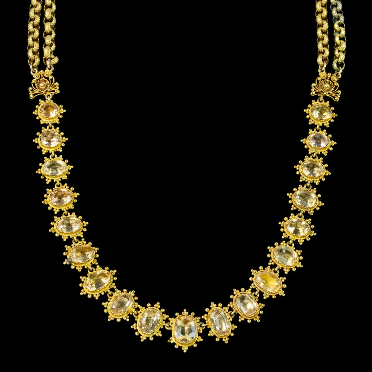 Antique Georgian Yellow Topaz Necklace 18ct Gold