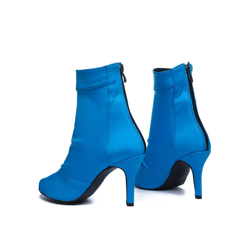 Blue Open Toe High Heels Dance Shoes Boots