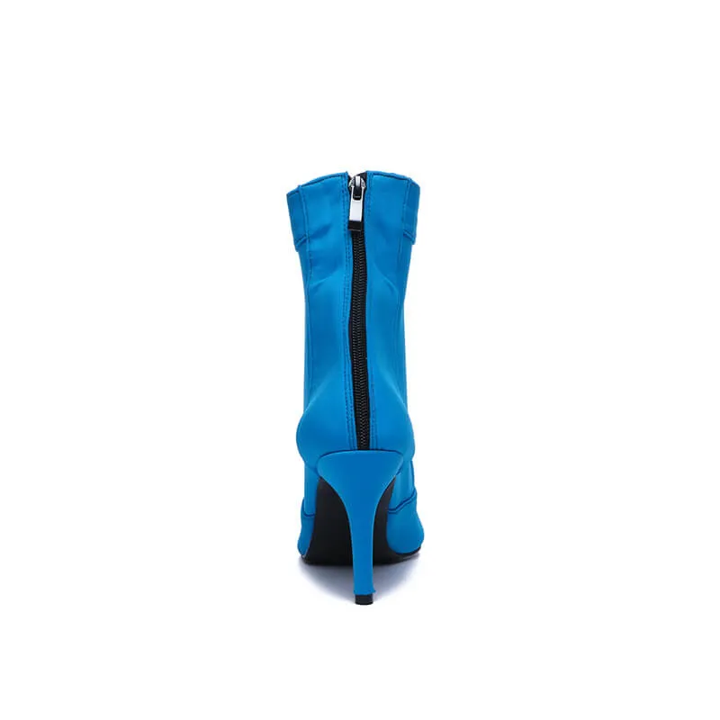 Blue Open Toe High Heels Dance Shoes Boots