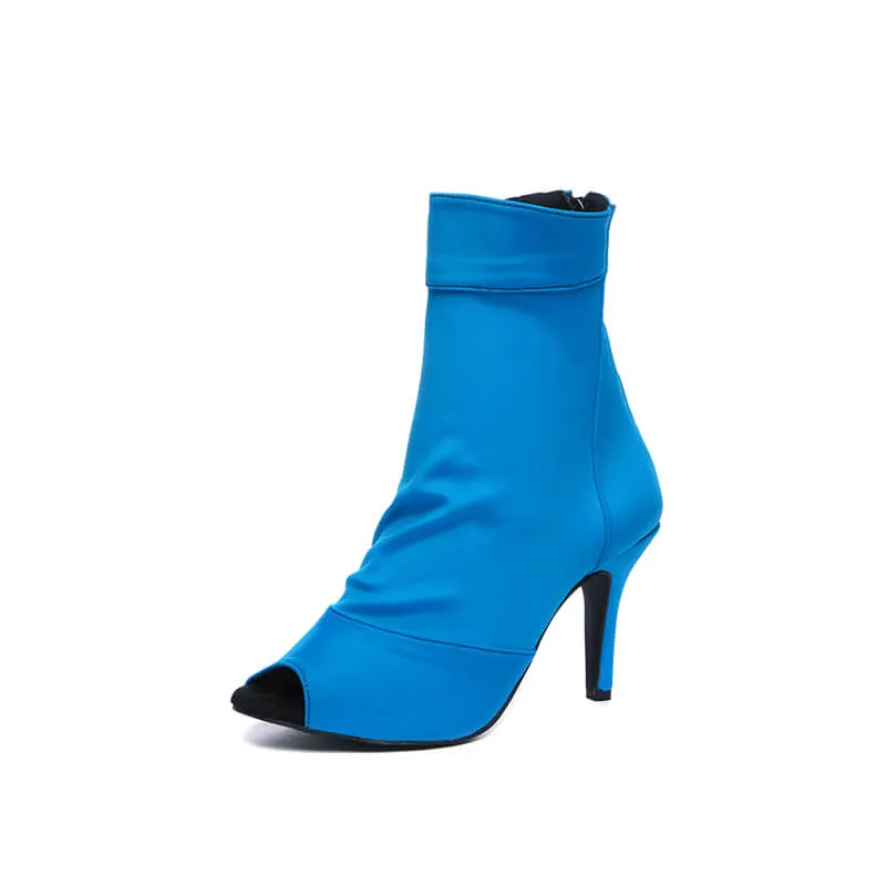 Blue Open Toe High Heels Dance Shoes Boots