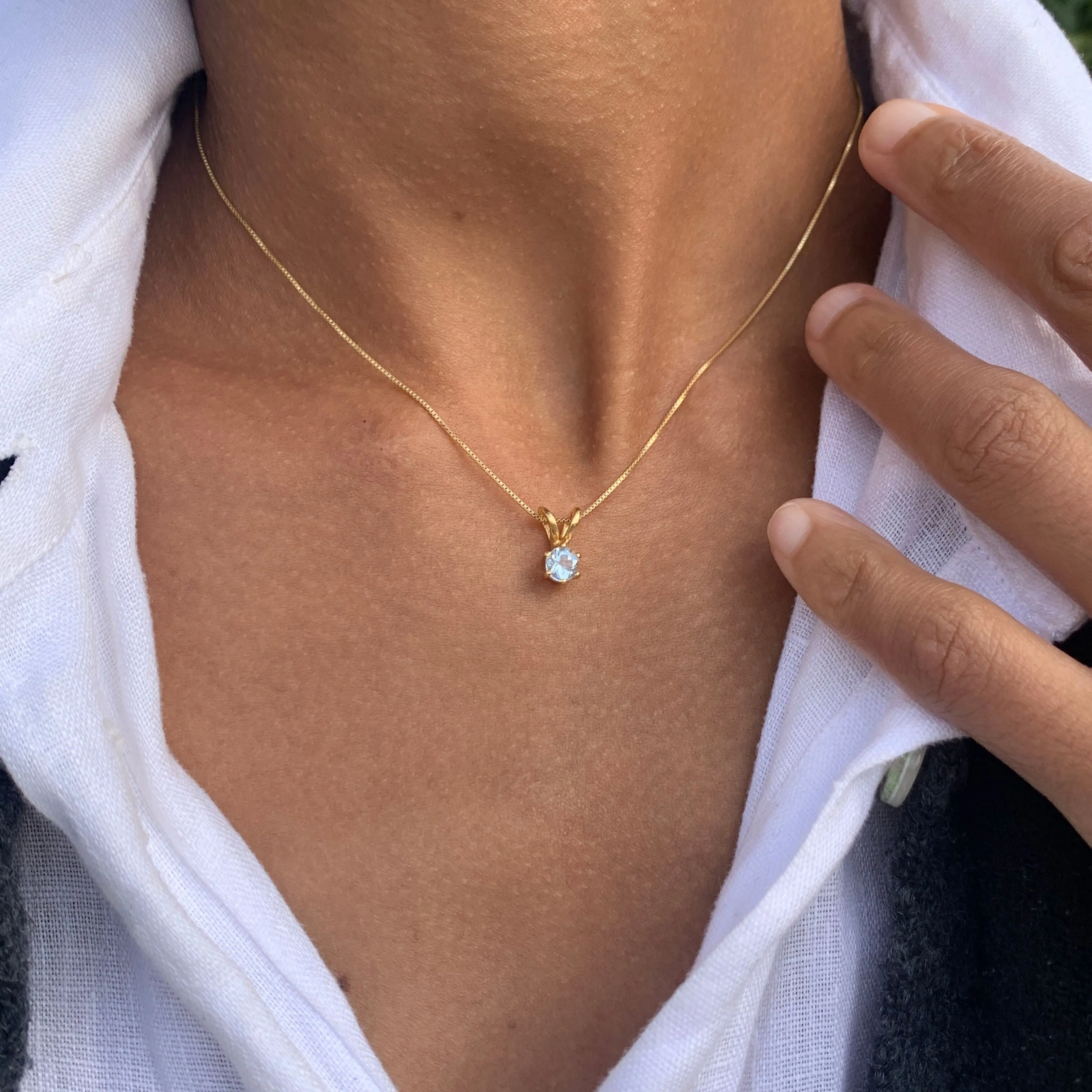 Blue Topaz Gold Necklace -  Dainty Topaz Pendant - December Birthstone Necklace