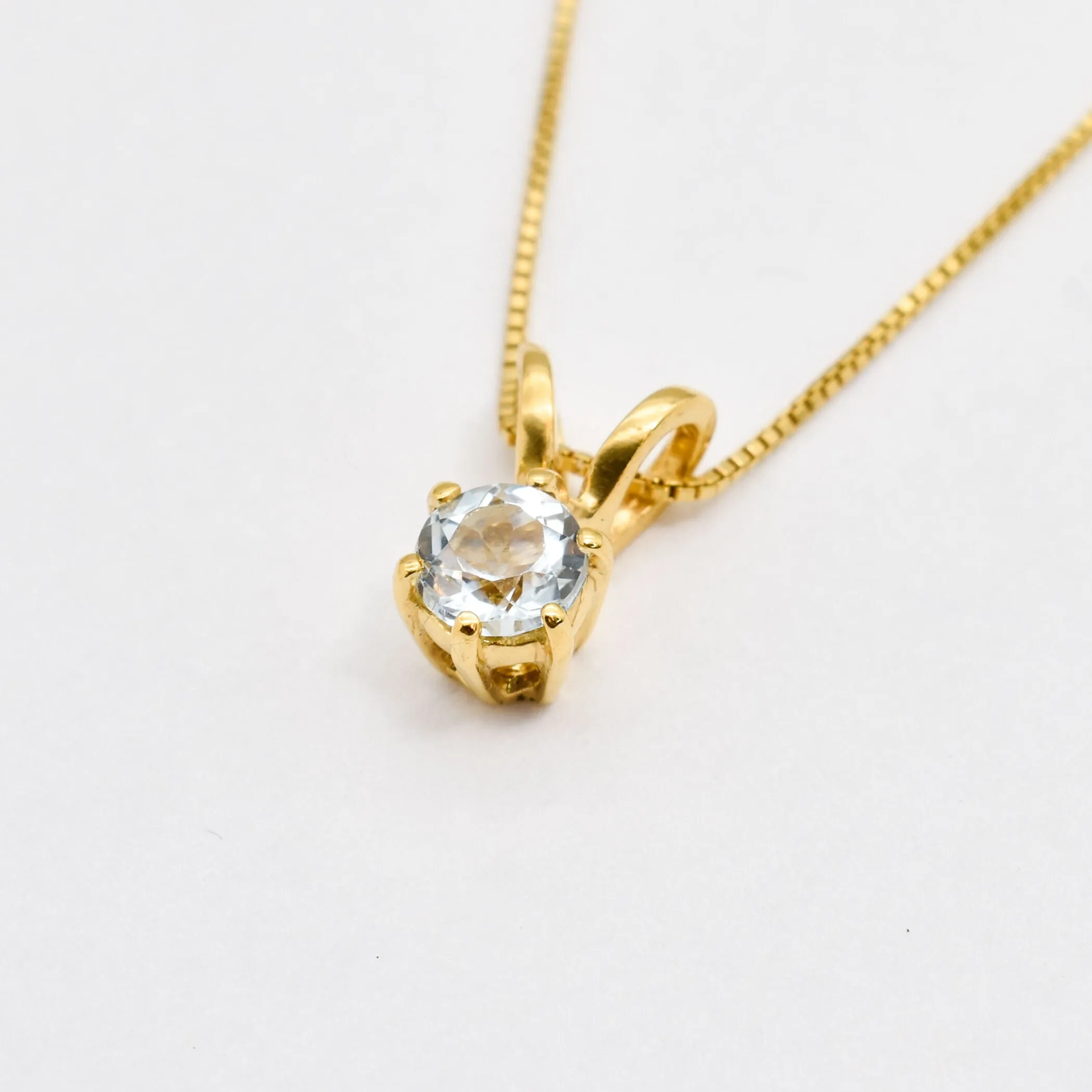 Blue Topaz Gold Necklace -  Dainty Topaz Pendant - December Birthstone Necklace
