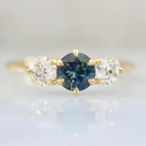 Blue Velvet Bi-Color Sapphire & Old European Cut Diamond Ring