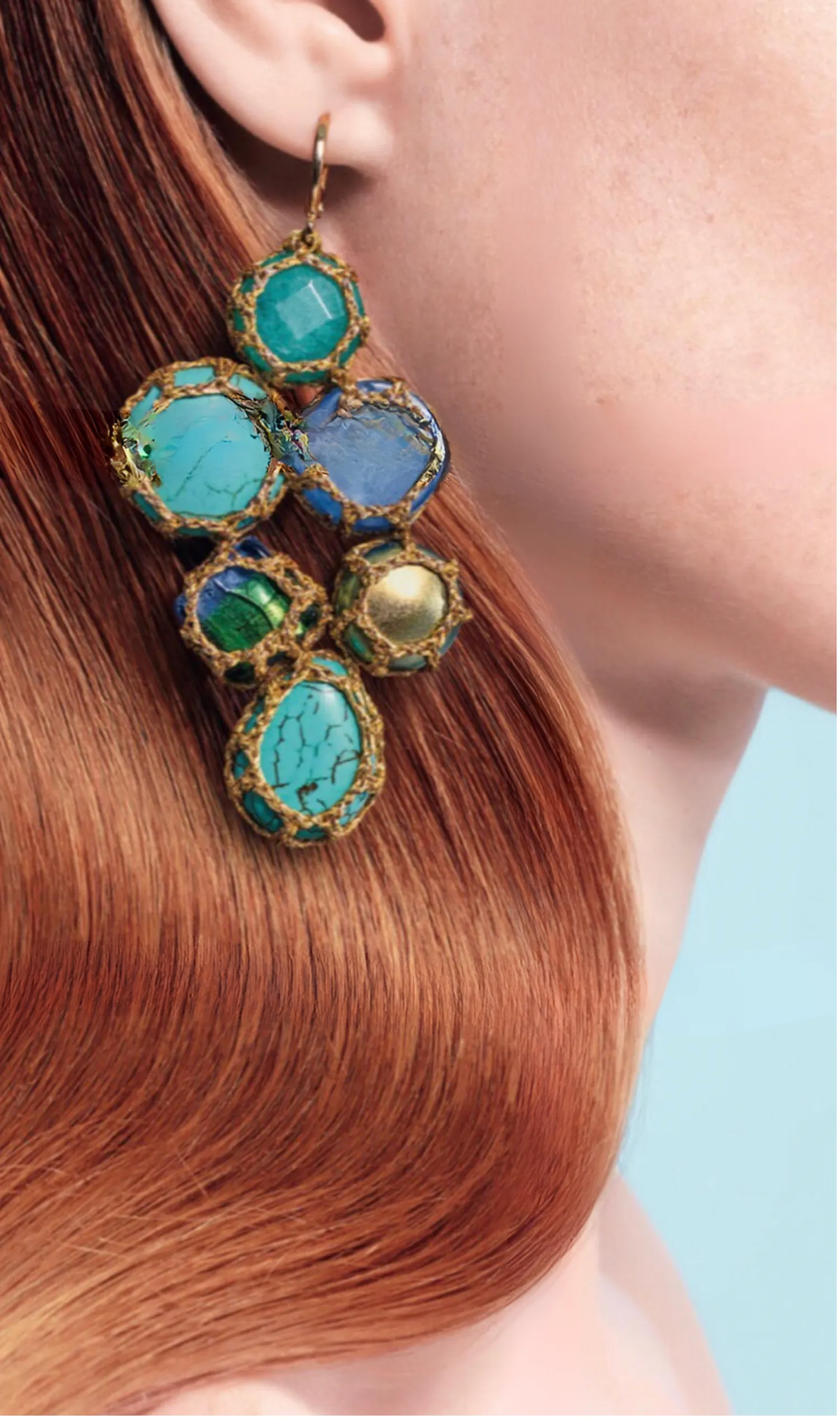 Bulle Drop Gemstone Earrings - Sea Foam