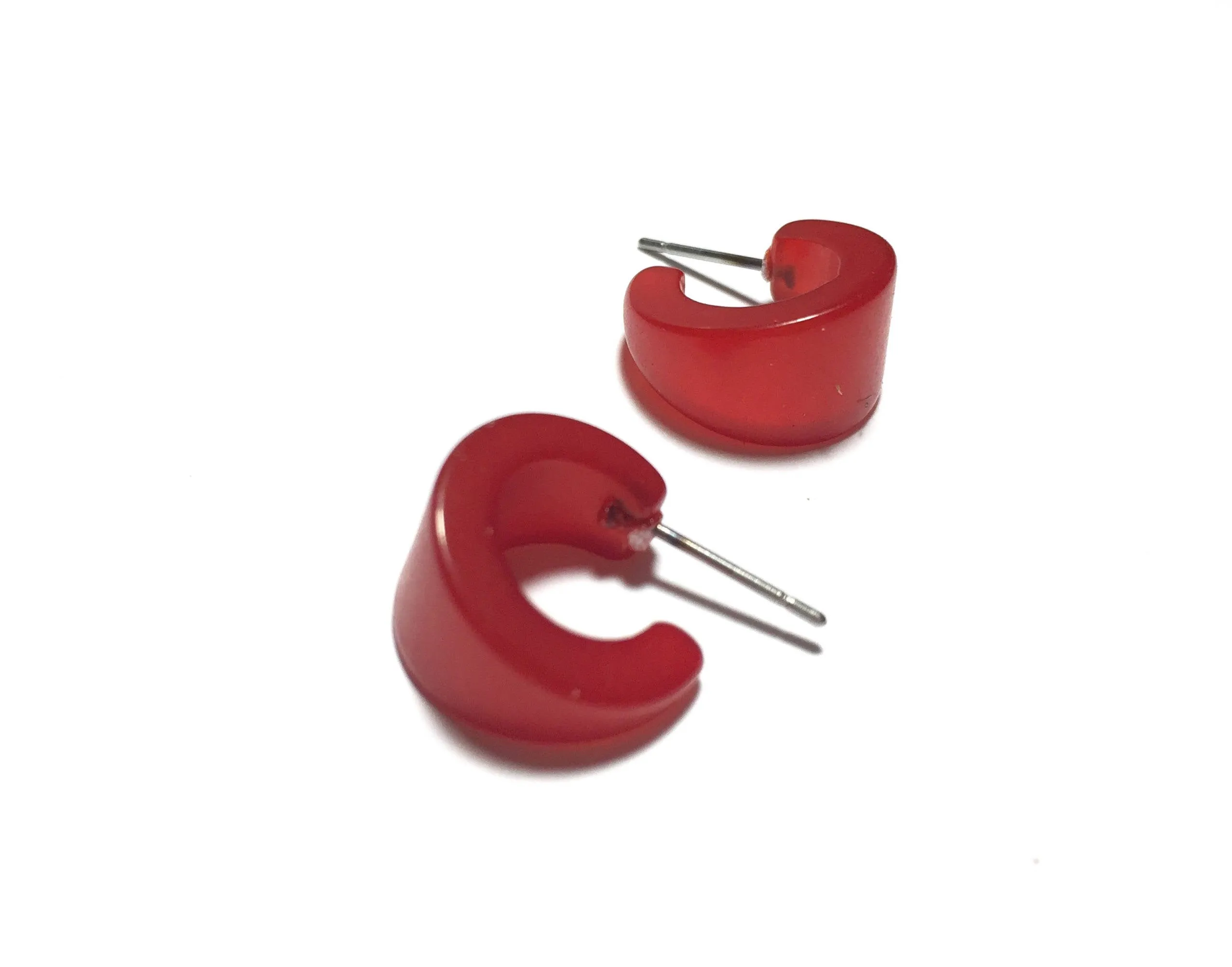 Cherry Red Moonglow Tiny Boom Hoop Earrings