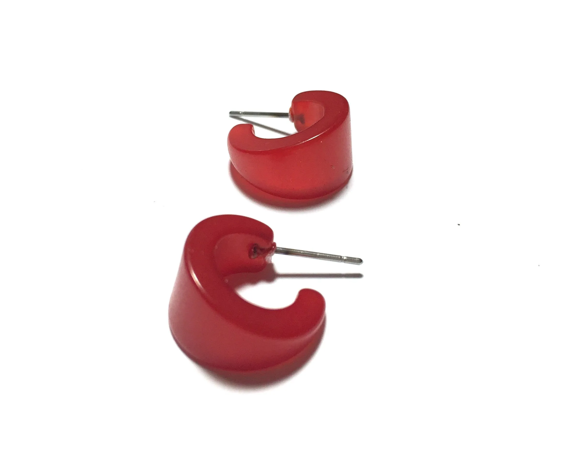 Cherry Red Moonglow Tiny Boom Hoop Earrings