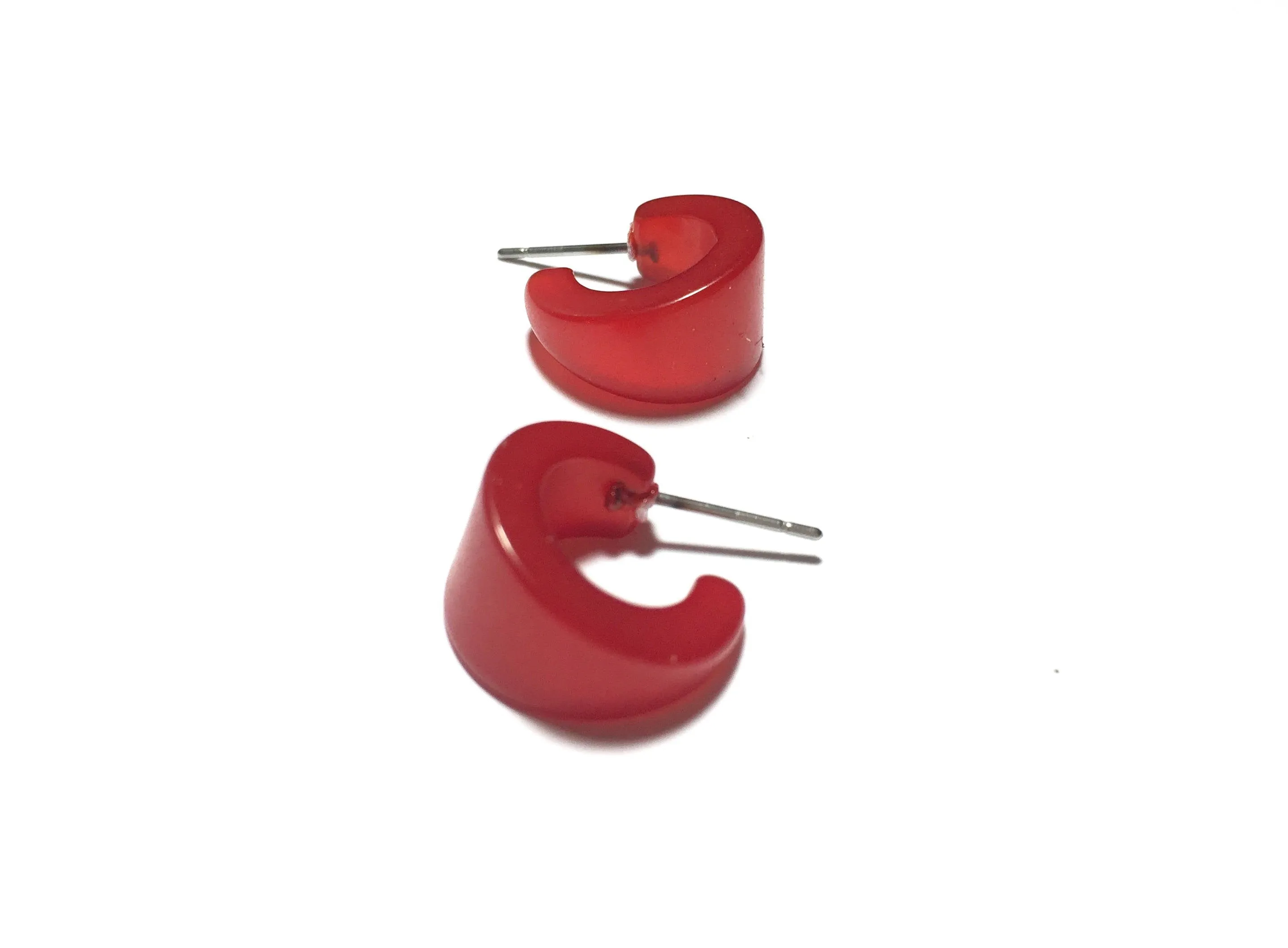 Cherry Red Moonglow Tiny Boom Hoop Earrings