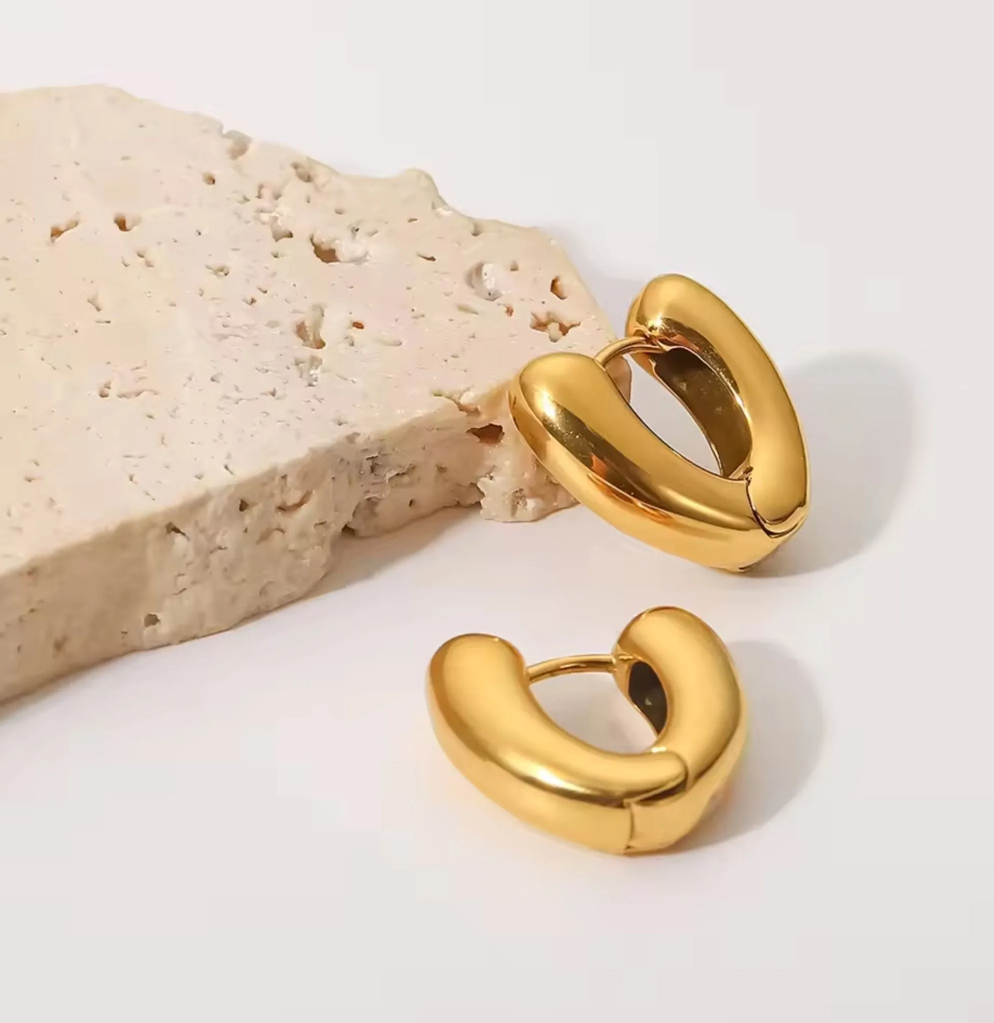Chunky heart hoop earrings