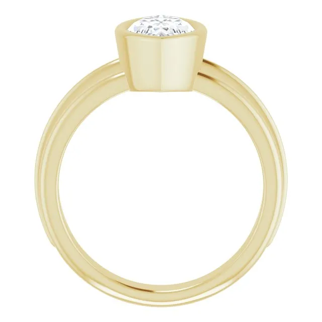 Cubic Zirconia Engagement Ring- The Aretha (Customizable Bezel-set Marquise Cut Solitaire with Grooved Band)